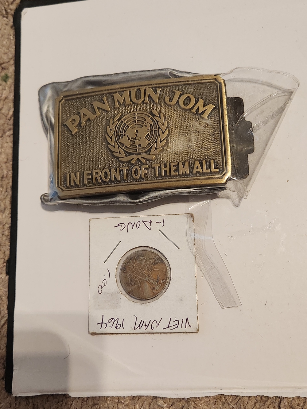 Pan Mun Jom In Front Of Them All Belt Buckle US MILITARY VIETNAM WAR MEMORABILIA